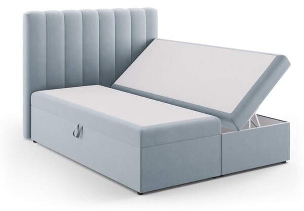 Světle modrá boxspring postel s úložným prostorem 160x200 cm Gina – Milo Casa