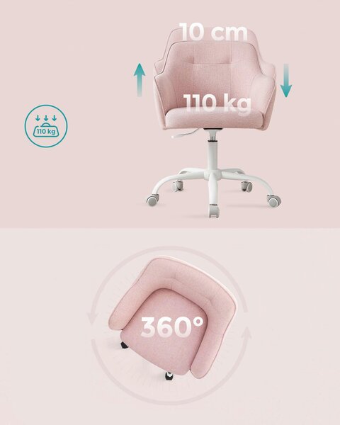 OTOČNÁ ŽIDLE, perkál, pink - Online Only kancelářské židle, Online Only