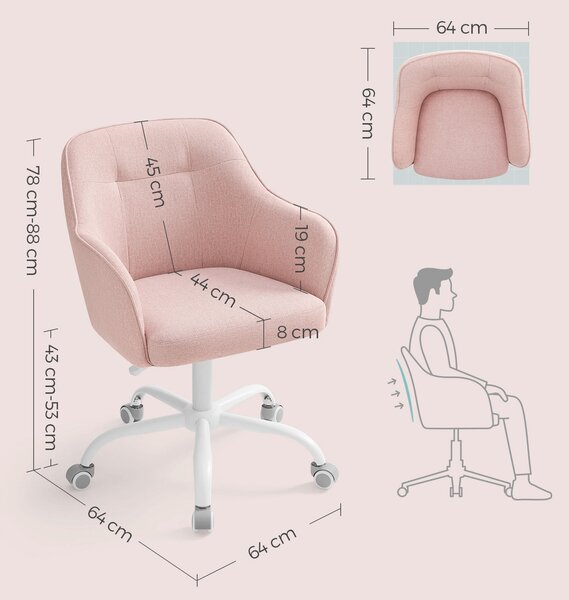 OTOČNÁ ŽIDLE, perkál, pink - Online Only kancelářské židle, Online Only