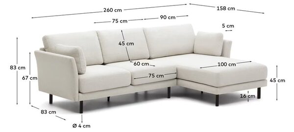 Krémová rohová pohovka Gilma – Kave Home