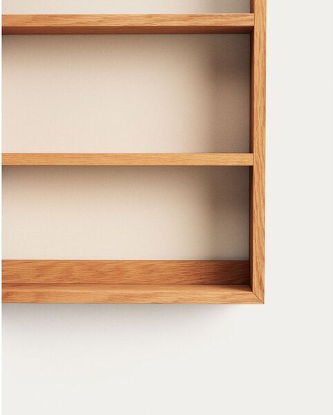 Závěsná koupelnová skříňka se zrcadlem z teakového dřeva v přírodní barvě 50x70 cm Plubia – Kave Home