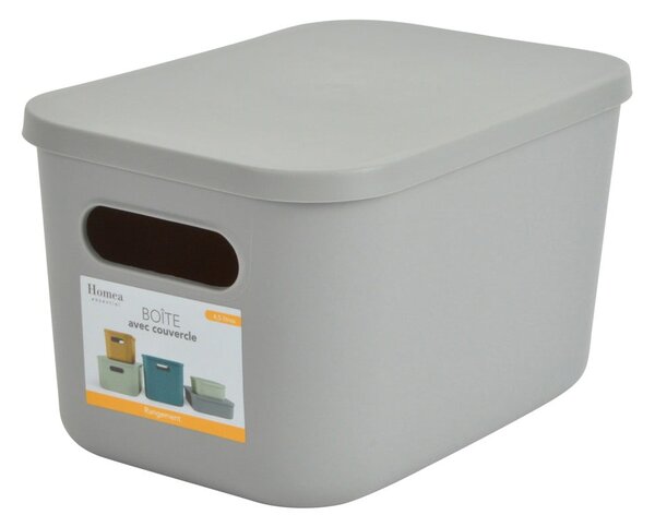 Šedý plastový úložný box s víkem 24,5x18x15 cm – Homéa