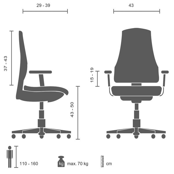 OTOČNÁ ŽIDLE PRO MLÁDEŽ, olivově zelená MID.YOU - Dětské otočné židle, Online Only