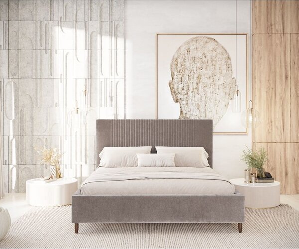 Béžová čalouněná dvoulůžková postel s úložným prostorem s roštem 180x200 cm Etero – Maison de Rêve