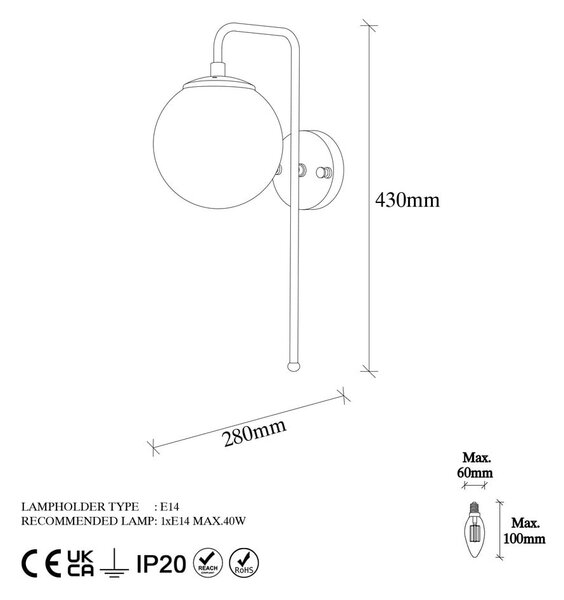 Bílé/v mosazné barvě nástěnné svítidlo Viran – Opviq lights