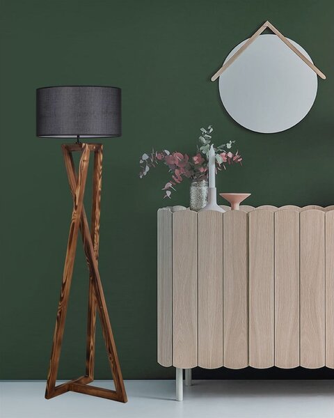 Černá/hnědá stojací lampa s textilním stínidlem (výška 149 cm) Maçka – Opviq lights