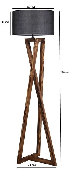 Černá/hnědá stojací lampa s textilním stínidlem (výška 149 cm) Maçka – Opviq lights