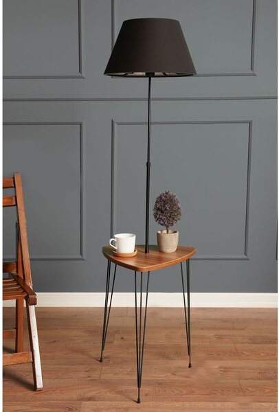 Stojací lampa v černo-přírodní barvě s textilním stínidlem (výška 147 cm) – Opviq lights