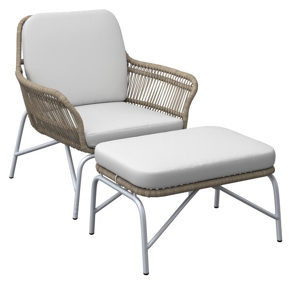 RELAXAČNÍ KŘESLO S TABURETEM, kov, textil Ambia Garden - Zahradní křesla
