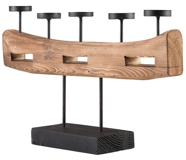 Svícen GUATEMALA Borovicové dřevo 36 cm Hnědá