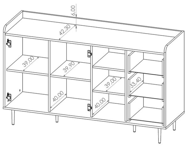 VASINA | komoda K2D3SZ | VS-01 | 150 cm | dub brandy castello