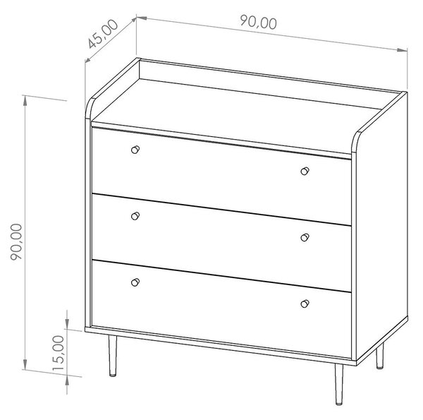 VASINA | komoda K3SZ | VS-02 | 90 cm | dub brandy castello