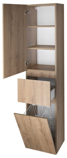 Aqualine Aqualine, ALTAIR vysoká skříňka s košem 40x184x31cm, dub emporio, AI485L