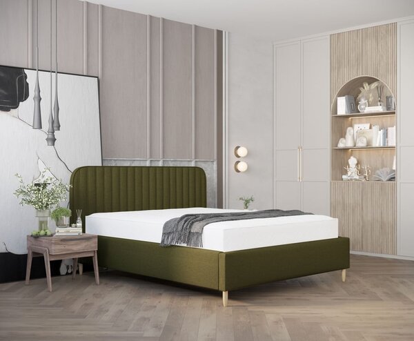 Zelená čalouněná dvoulůžková postel s úložným prostorem s roštem 180x200 cm Noto – Maison de Rêve