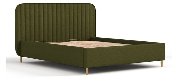 Zelená čalouněná dvoulůžková postel s úložným prostorem s roštem 180x200 cm Noto – Maison de Rêve