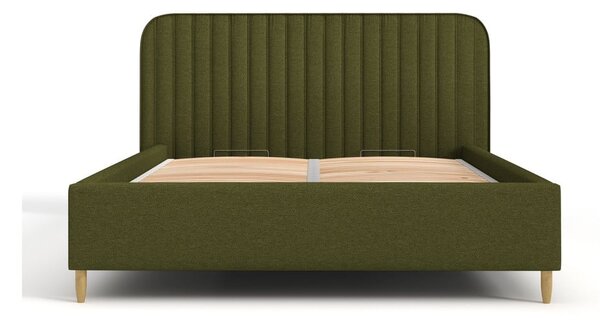 Zelená čalouněná dvoulůžková postel s úložným prostorem s roštem 180x200 cm Noto – Maison de Rêve