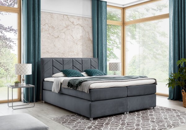 Čalouněná postel GALINA - 160x200, šedá + topper ZDARMA
