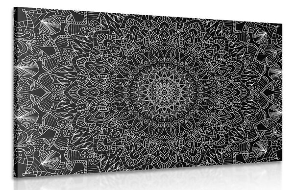 Obraz detailní ozdobná Mandala v černobílém provedení