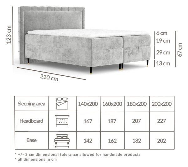 Béžová boxspring postel s úložným prostorem 180x200 cm Voyage – Maison de Rêve