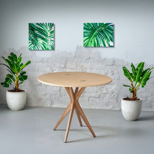 Kulatý rozkládací jídelní stůl s deskou v dekoru jasanového dřeva 45x90 cm Jubi – Ragaba