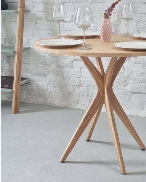 Kulatý rozkládací jídelní stůl s deskou v dekoru jasanového dřeva 45x90 cm Jubi – Ragaba
