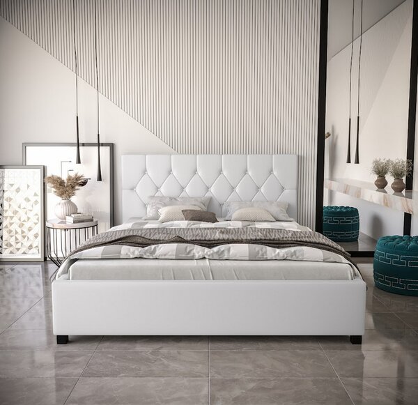 Manželská čalouněná postel NARINE - 160x200, bílá