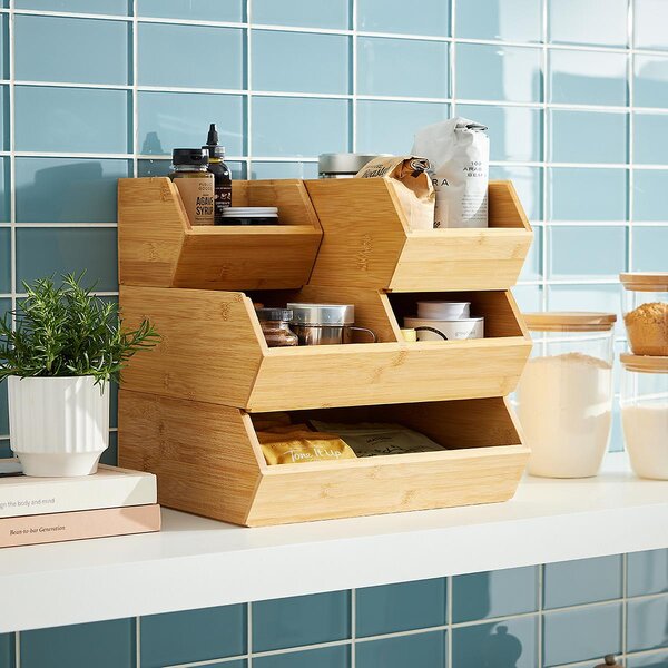 5Five® Bambusový organizér, úložný box 2-komorový, dvojitý, DOUBLE CAJA, 34x31x13