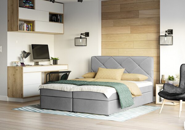 Manželská postel s úložným prostorem KATRIN COMFORT - 200x200, světle šedá