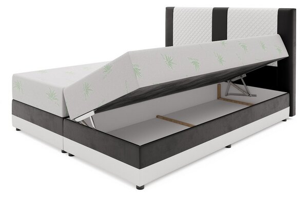 Boxspringová postel s úložným prostorem PIERROT - 180x200, šedá / černá
