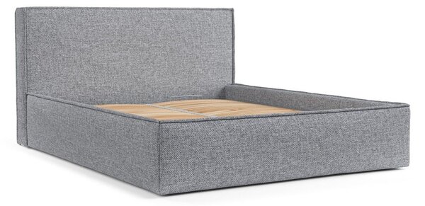 Šedá čalouněná dvoulůžková postel s úložným prostorem s roštem 200x200 cm Lounge L – Maison de Rêve