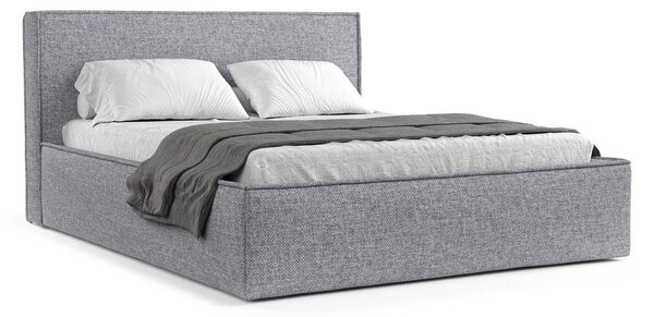 Šedá čalouněná dvoulůžková postel s úložným prostorem s roštem 200x200 cm Lounge L – Maison de Rêve