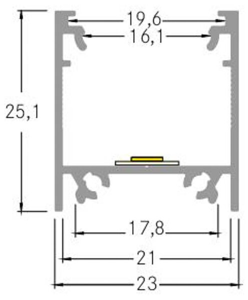 BRUMBERG montážní profil výška 25 mm délka 2 m hliník