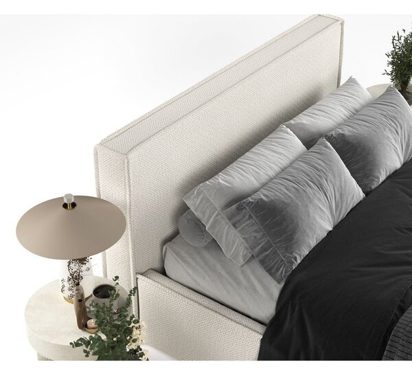 Béžová čalouněná dvoulůžková postel s úložným prostorem s roštem 180x200 cm Lounge L – Maison de Rêve