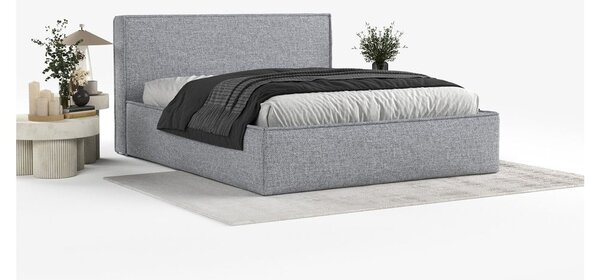 Šedá čalouněná dvoulůžková postel s úložným prostorem s roštem 200x200 cm Lounge L – Maison de Rêve