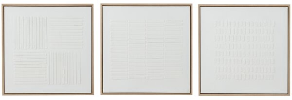 Set tří bílých abstraktních obrazů J-line Dully 60 x 60 cm