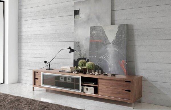 Ořechový TV stolek Angel Cerdá No. 3044, 238 x 53 cm