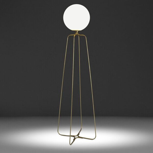 Bílá skleněná stojací lampa Angel Cerdá No. 8047, 170 cm