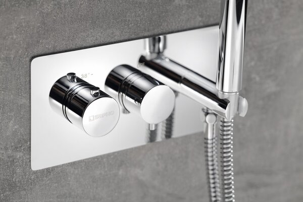 Sapho Sapho, RHAPSODY podomítková sprchová termostatická baterie včetně ruční sprchy, 2 výstupy, chrom, 5508