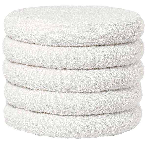 Bílý bouclé taburet Somcasa Harry 40 cm
