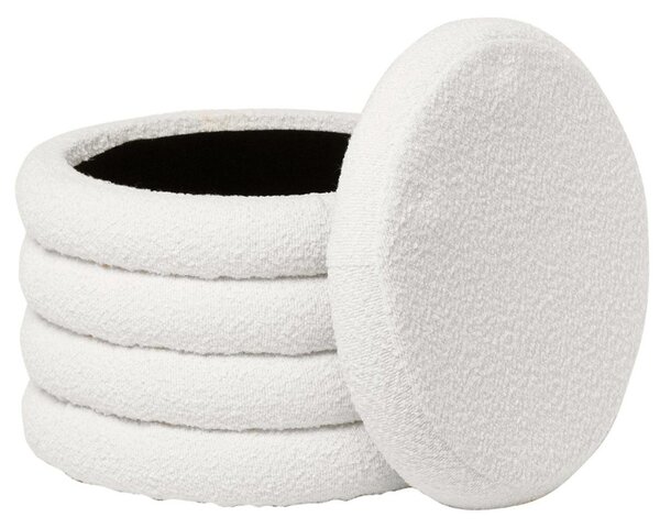 Bílý bouclé taburet Somcasa Harry 40 cm