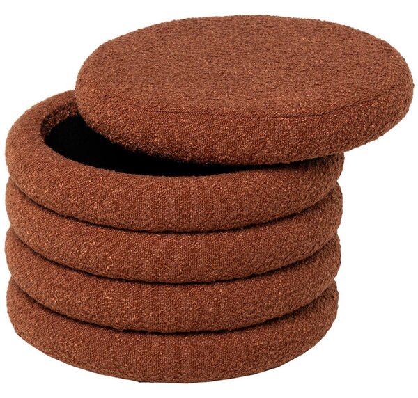 Terakotově červený bouclé taburet Somcasa Harry 40 cm