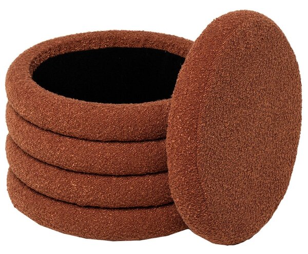 Terakotově červený bouclé taburet Somcasa Harry 40 cm