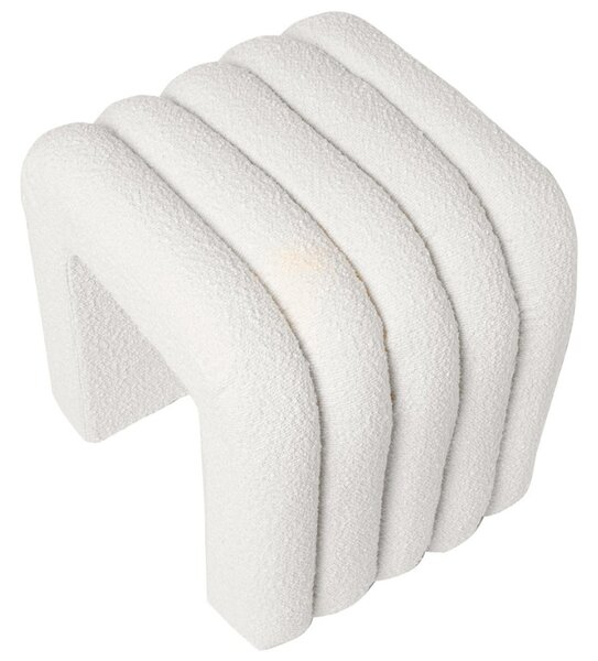 Bílý bouclé taburet Somcasa Edy 42 x 42 cm