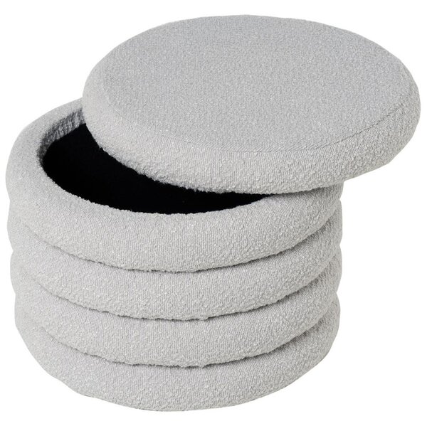 Šedý bouclé taburet Somcasa Harry 40 cm