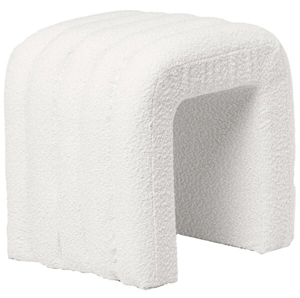 Bílý bouclé taburet Somcasa Edy 42 x 42 cm