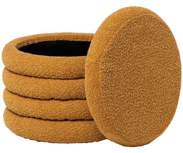 Žlutý bouclé taburet Somcasa Harry 40 cm