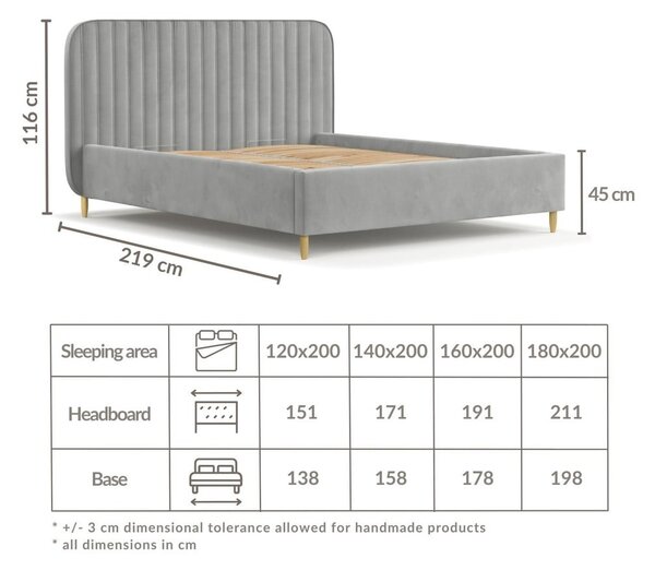 Čalouněná dvoulůžková postel v mentolové barvě s úložným prostorem s roštem 140x200 cm Noto – Maison de Rêve
