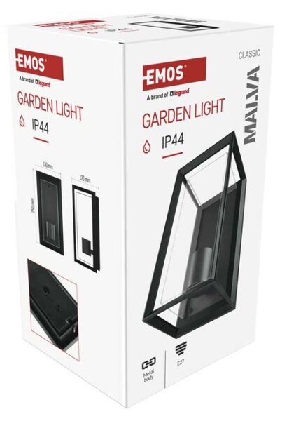 EMOS LED zahradní nástěnné svítidlo MALVA, 13 × 12 × 25 cm, 1 × E27, 15 W 1554000010