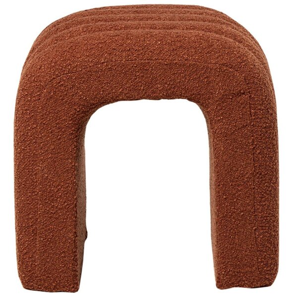 Terakotově červený bouclé taburet Somcasa Edy 42 x 42 cm