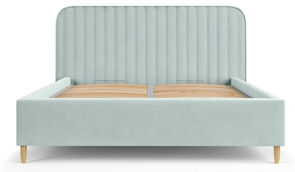 Čalouněná dvoulůžková postel v mentolové barvě s úložným prostorem s roštem 140x200 cm Noto – Maison de Rêve
